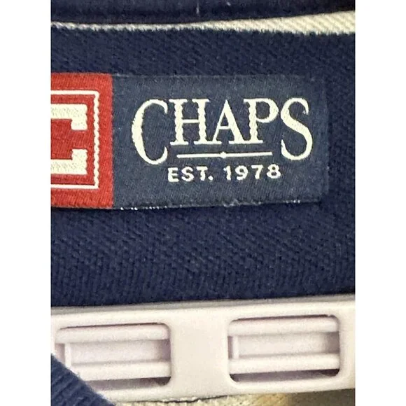 Chaps by Ralph Lauren Men’s Polo Golf 2 Button Shirt Size XL Navy White Stripe - Picture 4 of 10